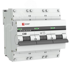 Выключатель автоматический трехполюсный 80А C ВА 47-100 10кА PROxima - EKF