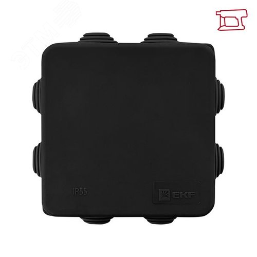 Коробка распределительная КМР-030-031 с крышкой 85x85x40) для прямого монтажа 8 мембр. вводов чёрная IP55 розн. стикер EKF 5