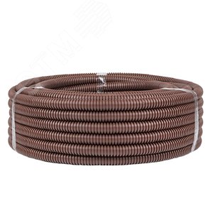 Труба гофрированная ПВХ с зондом под темное дерево d20мм(25м) Plast PROxima