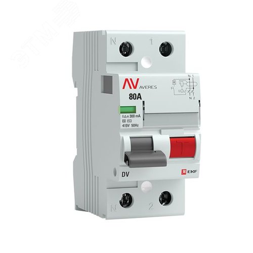 Устройство защитного отключения DV 2P 80А/300мА (S) AVERES - EKF