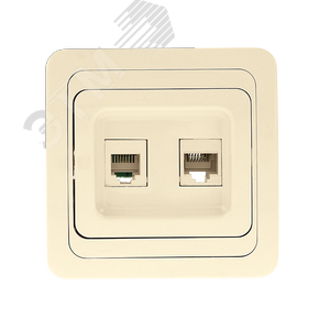 Лондон Розетка RJ45+Phone бежевая - EKF