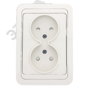Розетка Лондон двухместная без заземления 10А белая с защитными шторками (EER10-102-100)