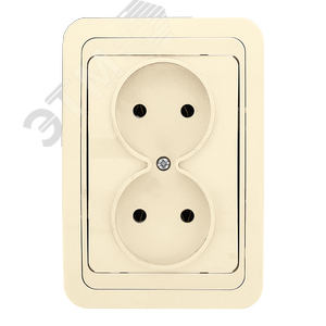 Лондон Розетка двойная без заземления 10А бежевая (EER10-102-20)