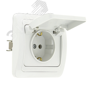 Лондон Розетка с заземлением и крышкой 16А белая (EER16-029-10)