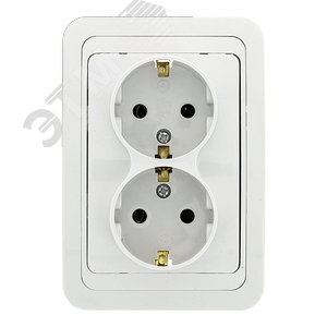 Лондон Розетка двойная с заземлением 16А белая (EER16-128-10)