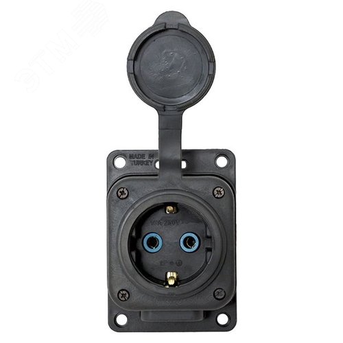 Роз. одномест. с защит. крышкой каучуковая 230В 2P+PE 16A IP44 DIY - фото 4