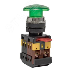 Кнопка AELA-22 Грибок зеленая с подсветкой NO+NC 380В (pbn-aela-1g-380)