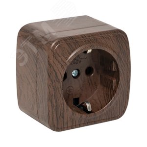 Розетка 1-местная ОП Минск 16А с заземлением темное дерево