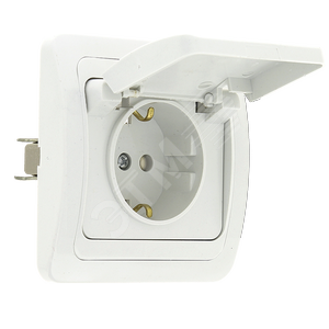 Розетка 1-мест. 16А с/з с крышкой бел. с защ. штор. Мадрид EKF PROxima