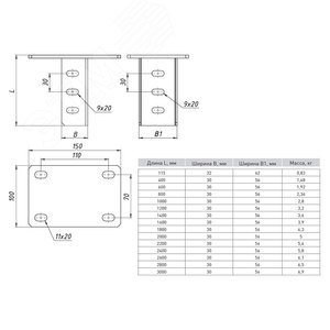 Кронштейн потолочный одинарный 2400 мм (2 мм) HDZ 2