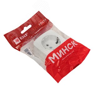 Розетка Минск 1-местная ОП 16А с заземлением белая 2