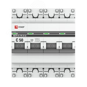 Выключатель автоматический четырехполюсный 50А С ВА47-63 4.5кА PROxima (mcb4763-4-50C-pro) 2