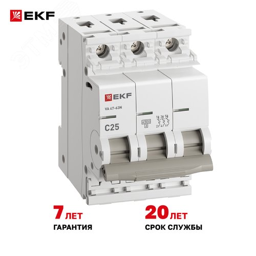 Выключатель автоматический трехполюсный 3P 25А (C) 4.5kA ВА 47-63N M634325C PROXIMA EKF - фото 8