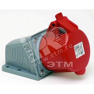 Розетка 85х95х60 3P+N+E 5x16 380-415V наклонная 75 градусов наружная в коробке (31.05.306.1600) - Tplast