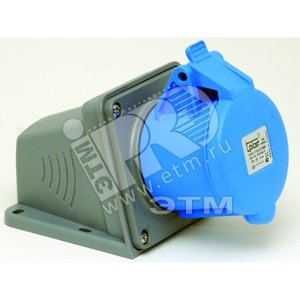 Розетка 85х95х60 2P+E 3x16 220-240V наклонная 75 градусов наружная в коробке - Tplast