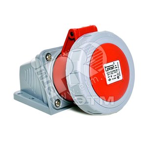 Розетка 85х95х60 3P+E 4x16 380-415V наклонная 80 градусов наружная с замком в коробке - Tplast