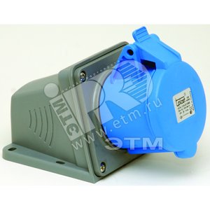 Розетка 85х95х60 2P+E 3x32 220-240V наклонная 75 градусов наружная в коробке (31.24.306.0900) - Tplast