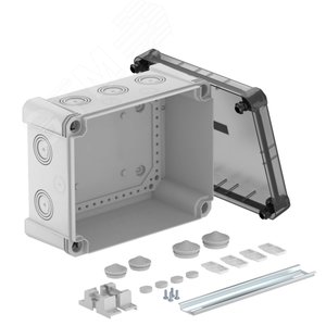 Распределительная коробка X16, IP 67, 241х191х126 мм, с прозрачной крышкой и DIN-рейкой (X16 R LGR-TR) - OBO Bettermann