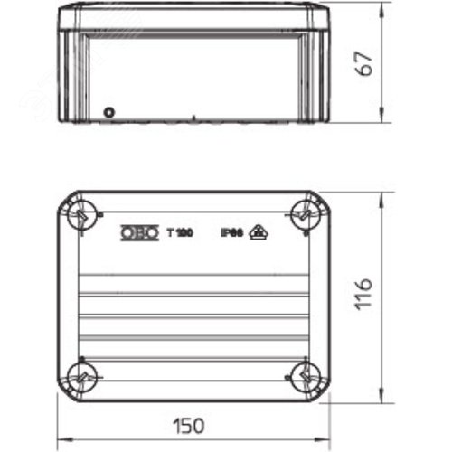 Коробка распределительная T100 150x116x67 сплошная стенка - фото 2