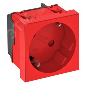 Розетка 2К+3 под углом 33° шторки 16А 250В (45х45 мм - 1 модуль Modul45) красная (STD-D3S SRO1) - OBO Bettermann