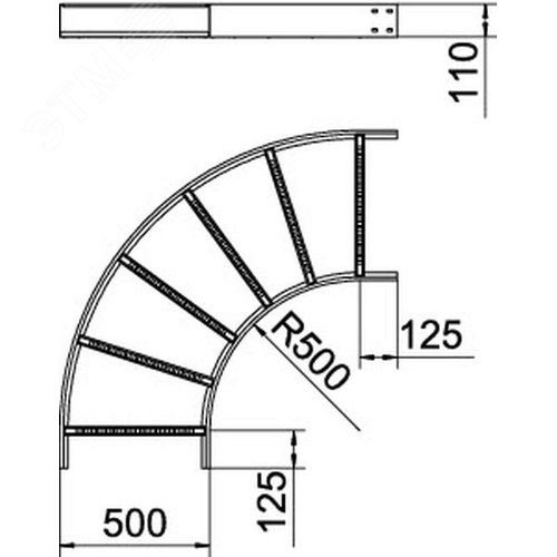 Секция угловая 90 градусов H110 мм B500 мм FT - фото 3