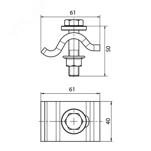 Уголок крепежный M10x50 горячеоцинкованный (комплект-2 шт.) - фото 3