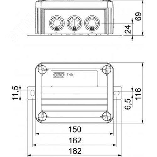 Коробка распределительная огнестойкая 150x116x67 5