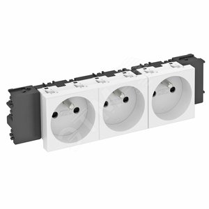 Розетка тройная 0° Modul45connect французский стандарт 250 В 16A (черный) (STD-F0C SWGR3) - OBO Bettermann