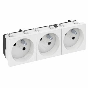 Розетка тройная 33° франц. стандарт, 250 В, 16A (серебристый) (STD-F3 AL3) | 6120272 | OBO Bettermann - OBO Bettermann