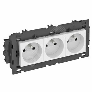 Розетка тройная 0° Modul45connect французский стандарт 250 В 16A (белый) (STD-F0C8 RW3) - OBO Bettermann