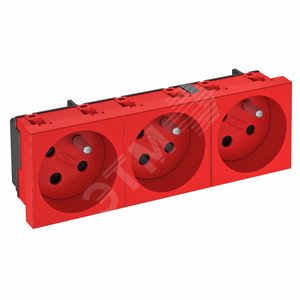 Розетка тройная 33° франц. стандарт, с кодом, 250 В, 16A (красный) (STD-F3K SRO3) | 6120326 | OBO Bettermann - OBO Bettermann