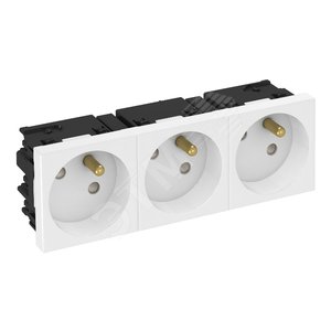 Розетка тройная 33° Modul45connect, франц. стандарт, 250 В, 16A (черный) (STD-F3C SWGR3) | 6120700 | OBO Bettermann - OBO Bettermann
