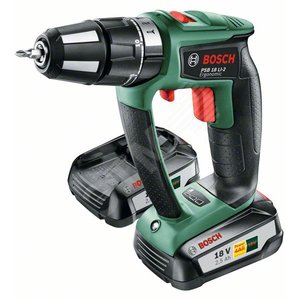 Дрель-шуруповерт ударный аккумуляторный PSB 18 LI-2 Ergonomic (2 акк.) - BOSCH