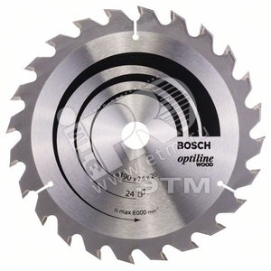 Пильный диск Optiline Wood 190х20 мм 24WZ | 2608640612 | BOSCH - BOSCH