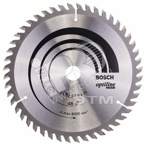 Диск циркулярный 190х20 48 OPTILINE (2.608.640.614)