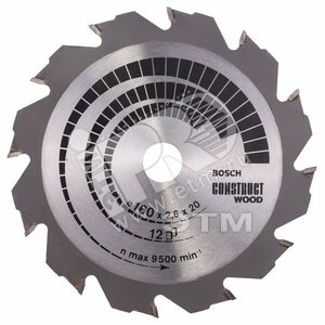 Диск циркулярный 160х16 12 Construct Wood (2.608.640.630) - BOSCH