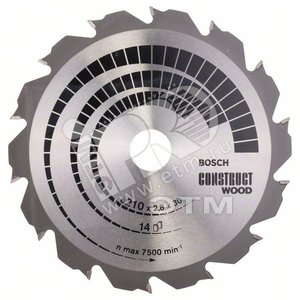 Пильный диск Construct Wood 210х30 мм 14FWF | 2608640634 | BOSCH
