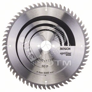 Диск циркулярный 250х30 60 OPTILINE (2.608.640.665) - BOSCH