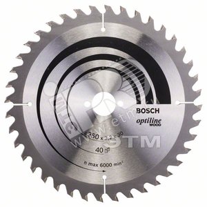 Пильный диск Optiline Wood 250х30 мм 40WZ | 2608640728 | BOSCH - BOSCH