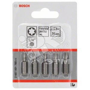 Бита TORX10/15/20/25/30 25мм XH (5шт) (2.607.001.768) - BOSCH
