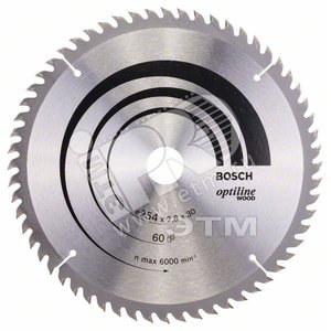 Пильный диск Optiline Wood 254х30 мм 60WZ для GCM 10 | 2608640444 | BOSCH - BOSCH
