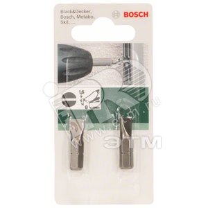 Бита 25мм прямой шлиц 1.6х8 XH (2шт) (2.609.255.912) - BOSCH