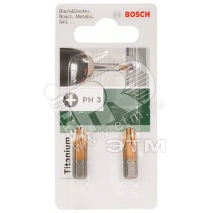 Бита Titanium Ph 3 25мм, 2шт | 2609255918 | BOSCH