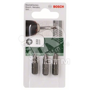 Набор из 3 насадок-бит Standard (Ph), 25мм Ph1 Ph2 Ph3 | 2609255964 | BOSCH - BOSCH
