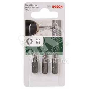 Набор из 3 насадок-бит Standard (Pz) 25мм Pz1 Pz2 Pz3 | 2609255967 | BOSCH - BOSCH