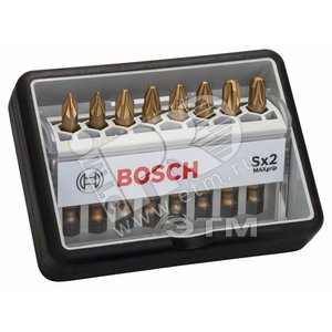Набор бит Max Grip 8 шт Robust Line Pz1 (2шт), Pz2 (4шт), Pz3 (2шт) 49 мм | 2607002571 | BOSCH