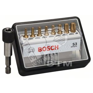 Набор бит Max Grip 8 шт Robust Line T10/15/20/25/30/40 25 мм + держатель | 2607002576 | BOSCH - BOSCH