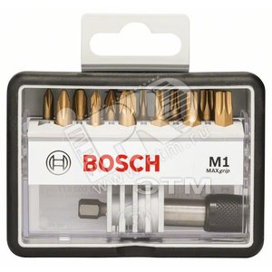 Набор бит Max Grip 12 шт Robust Line Ph/Pz/T 25 мм + держатель | 2607002577 | BOSCH