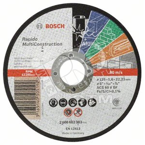 Отрезной круг MultiConstruct 125x1.6мм, прямой | 2608602383 | BOSCH - BOSCH