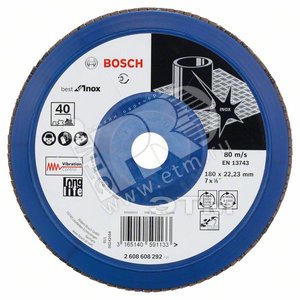 Круг лепестковый нержавеющая сталь 180мм P40 Best for Inox (2.608.608.292) - BOSCH